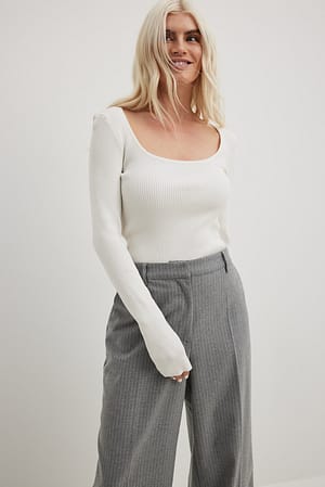 Knitted tube top - Offwhite - Women - Gina Tricot