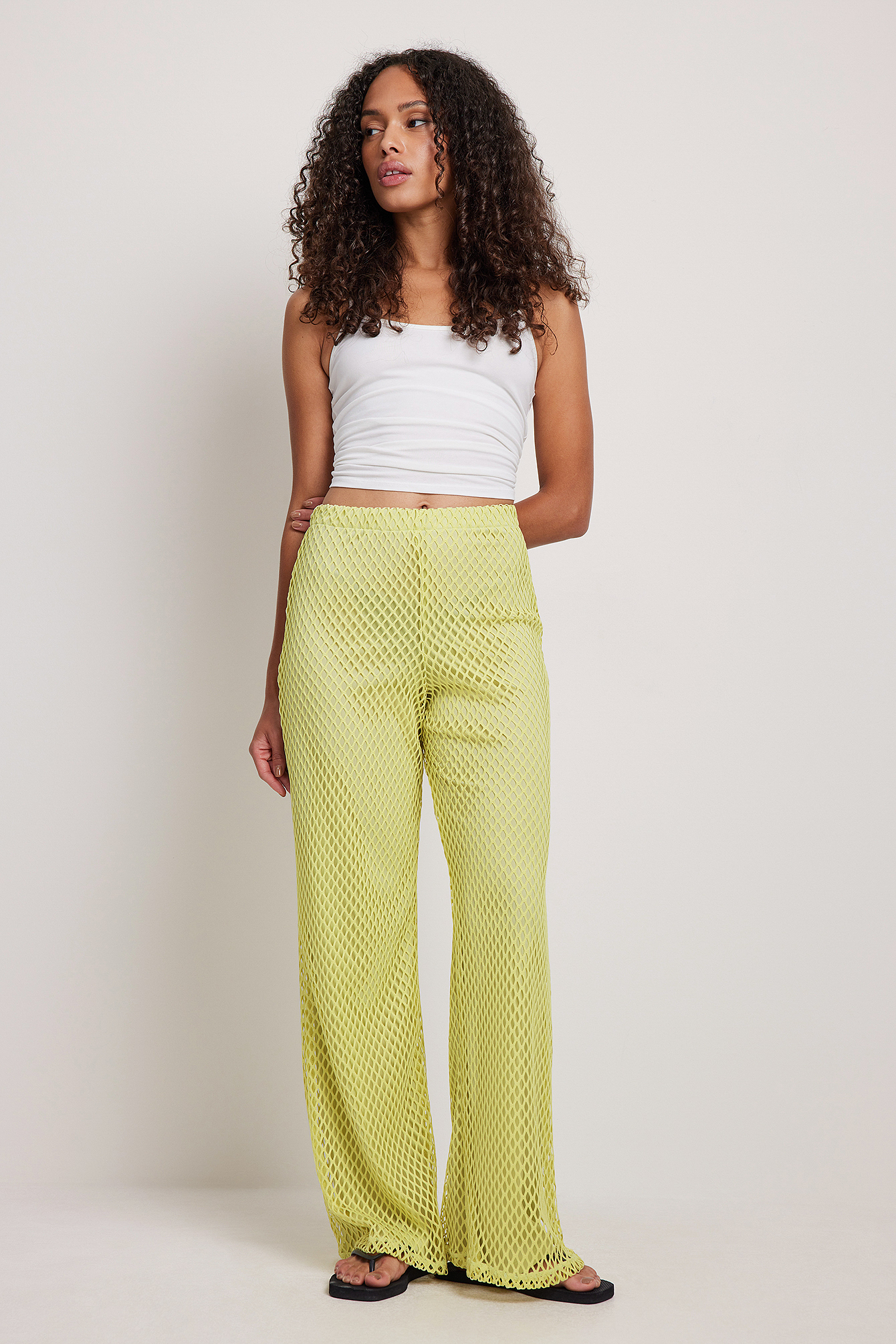 Green high outlet waisted trousers