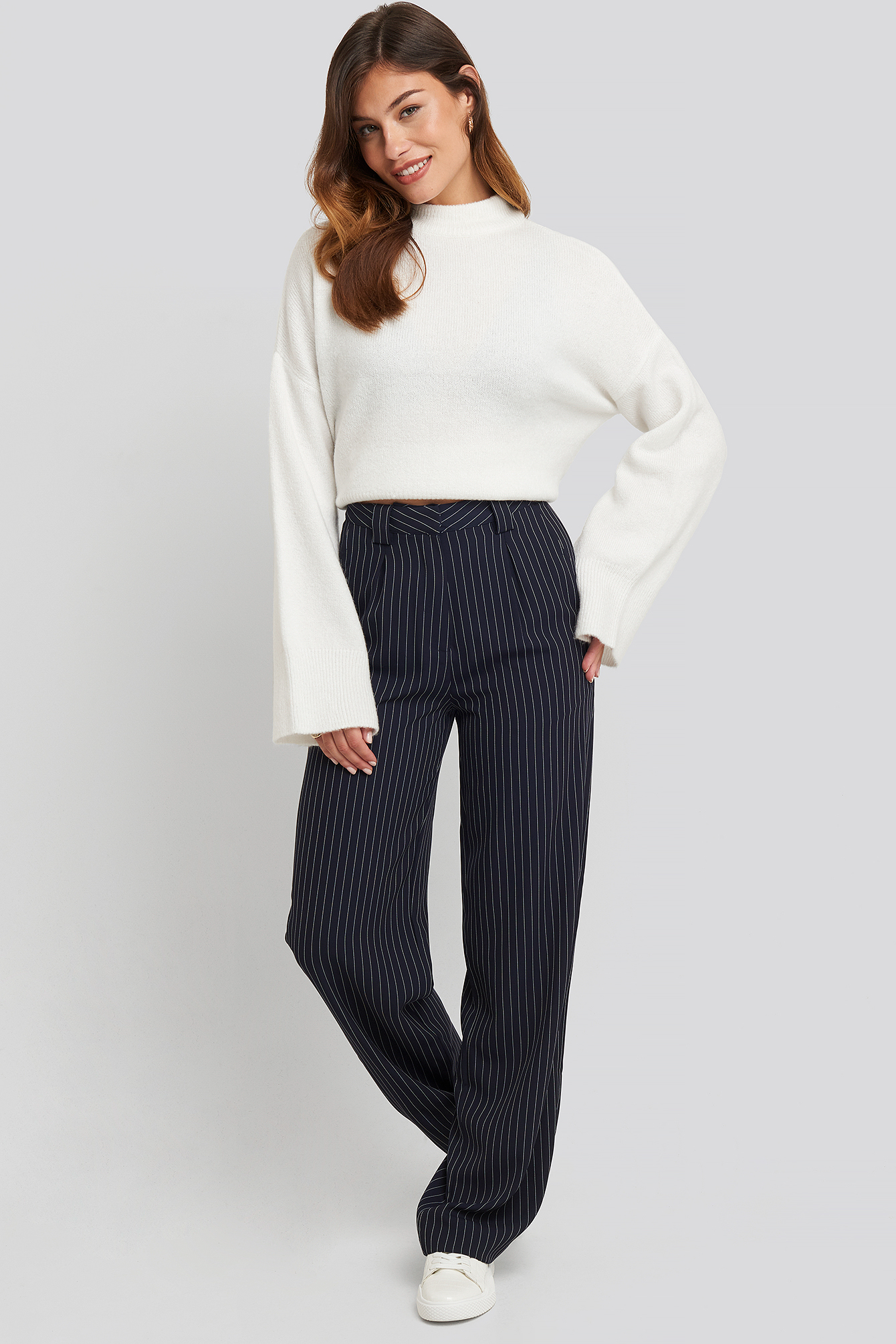 striped navy pants