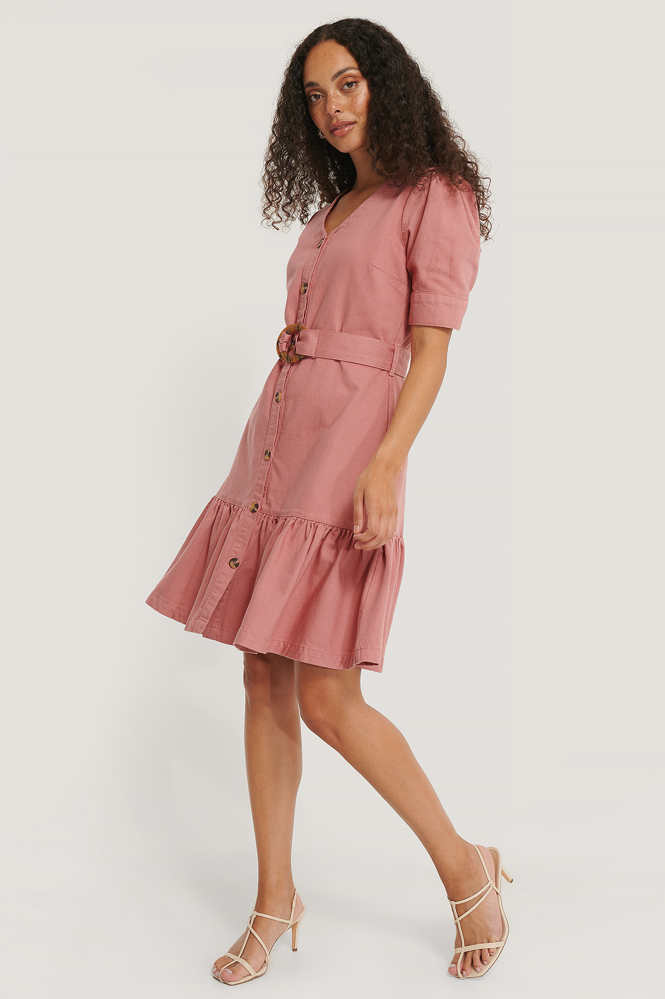 H&m pink clearance denim dress