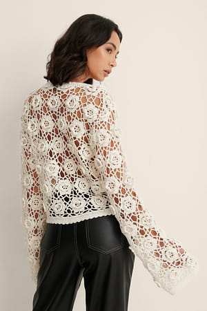 Flower Crochet Cardigan White | NA-KD
