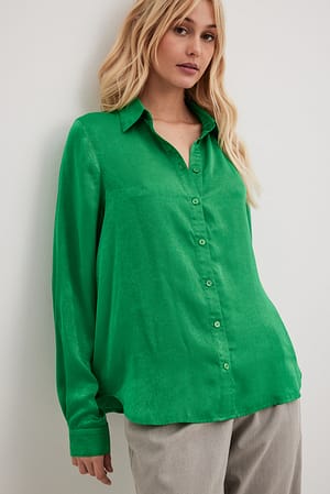 Light Green Flowy overhemd met lange mouwen