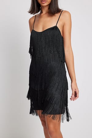 Black Kleid mit Fransendetail