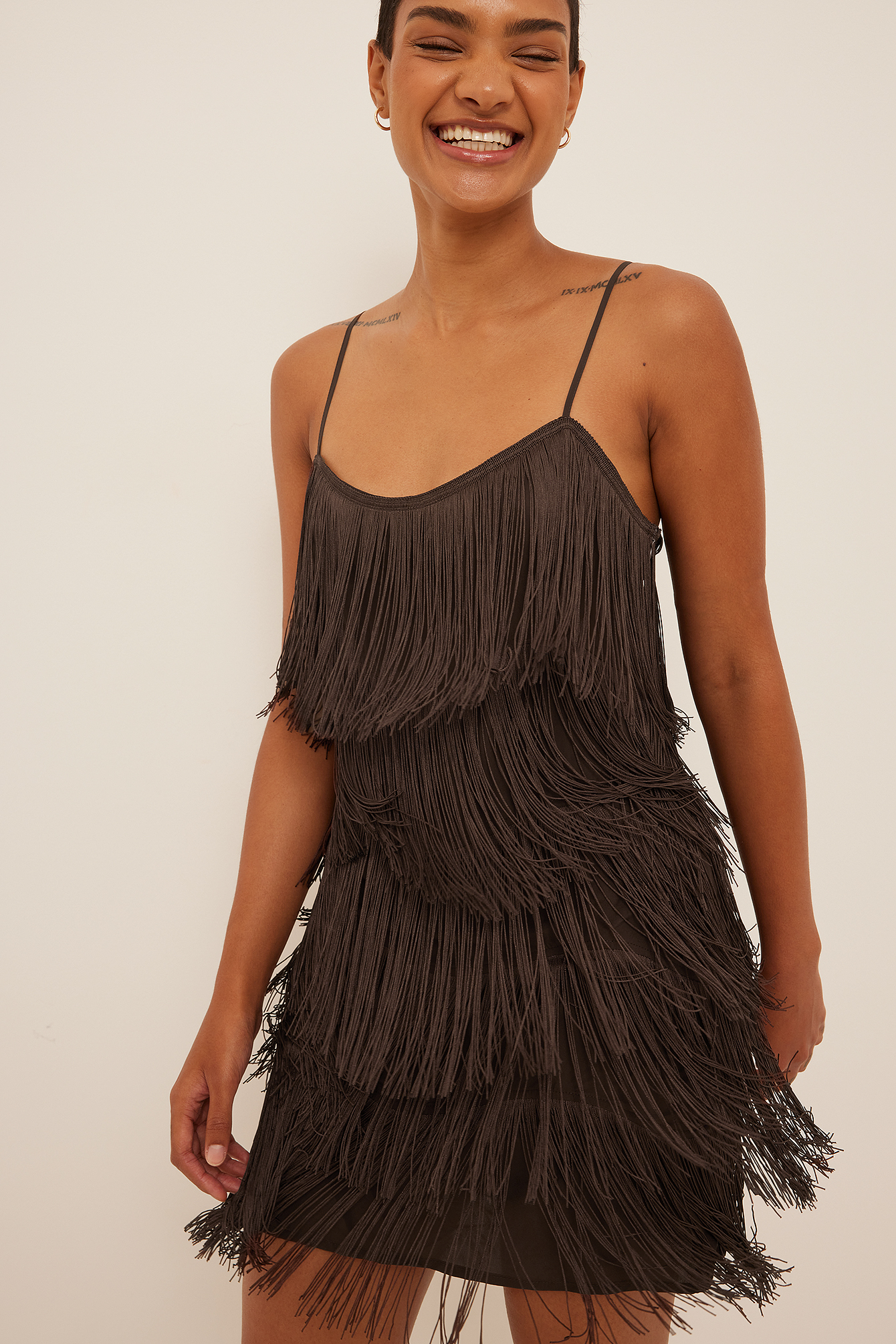 tan fringe dress