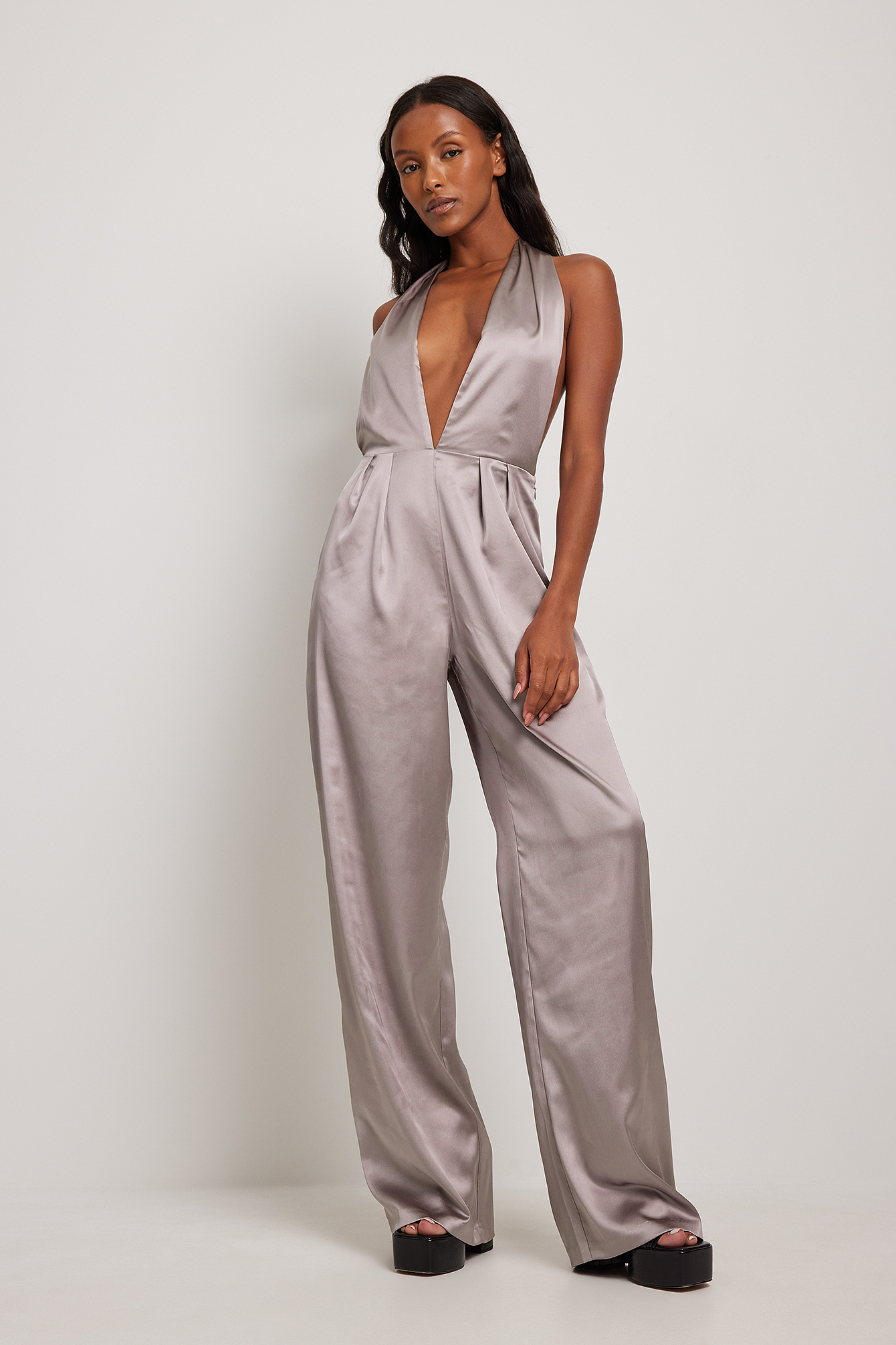 Silver 2024 satin jumpsuit