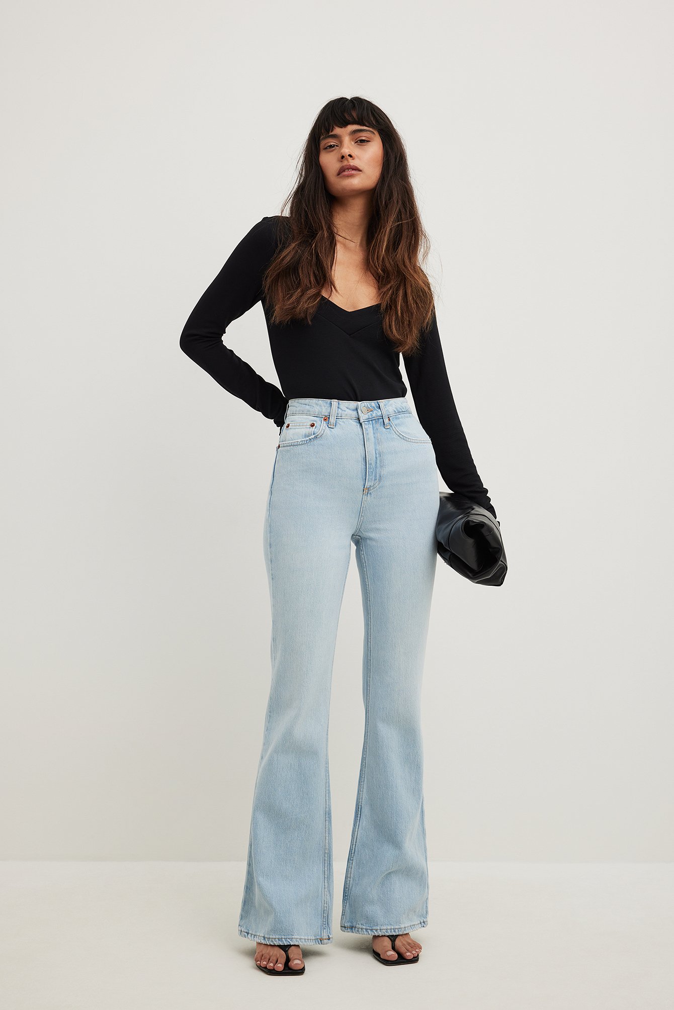 High waisted sale long flare jeans