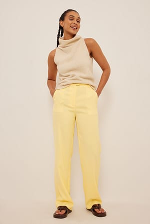 Light Yellow Anzughose mit hoher Taille