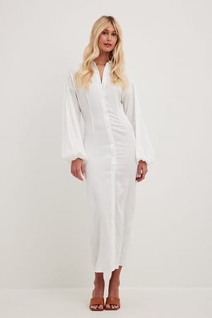 White Jacquard midi-jurk