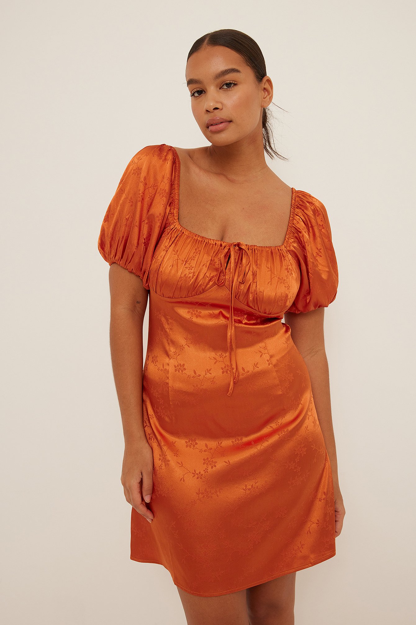 orange satin dress mini