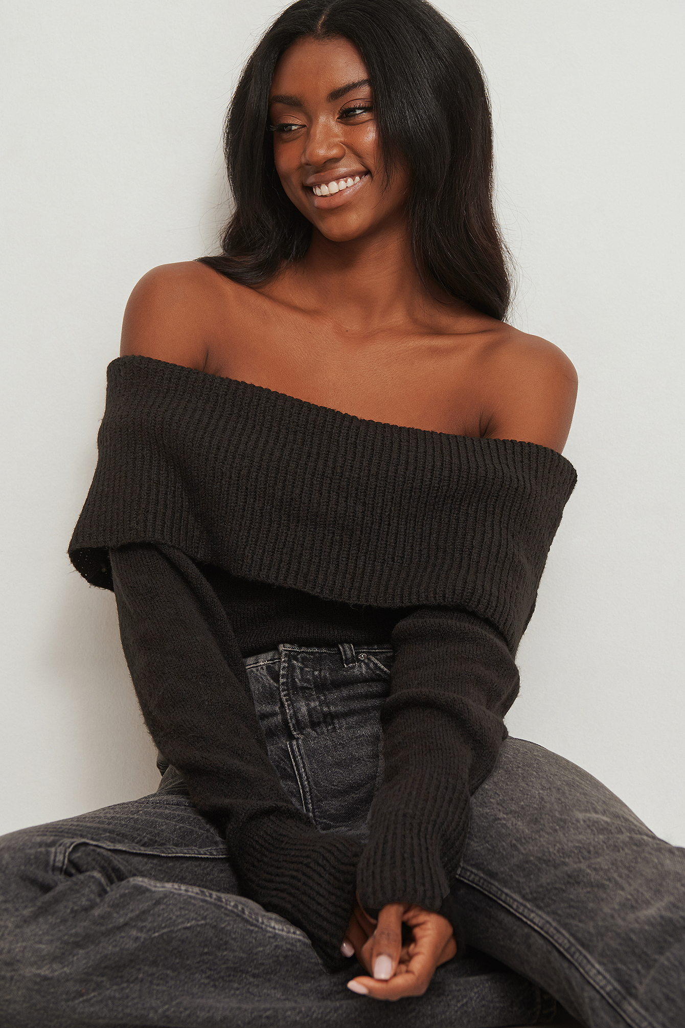 Off shoulder best sale pullover schwarz