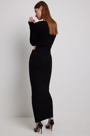 Knitted Cut Out Detail Maxi Dress Black | NA-KD