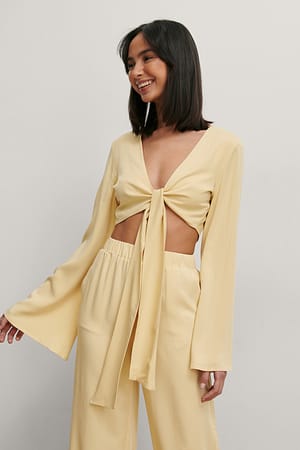 Yellow Knot Front Crop Top
