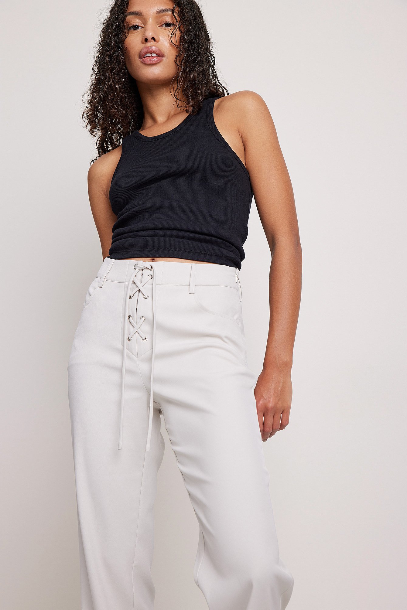 Lace up store high waisted pants