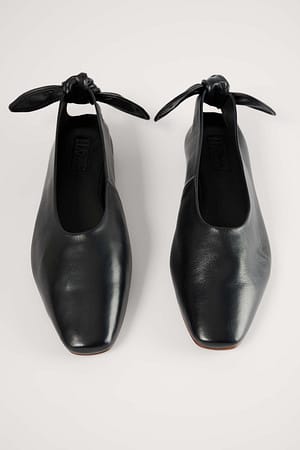 Leather Bow Ballerinas Black | NA-KD