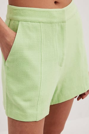 Green Shorts i linblandning med hög midja