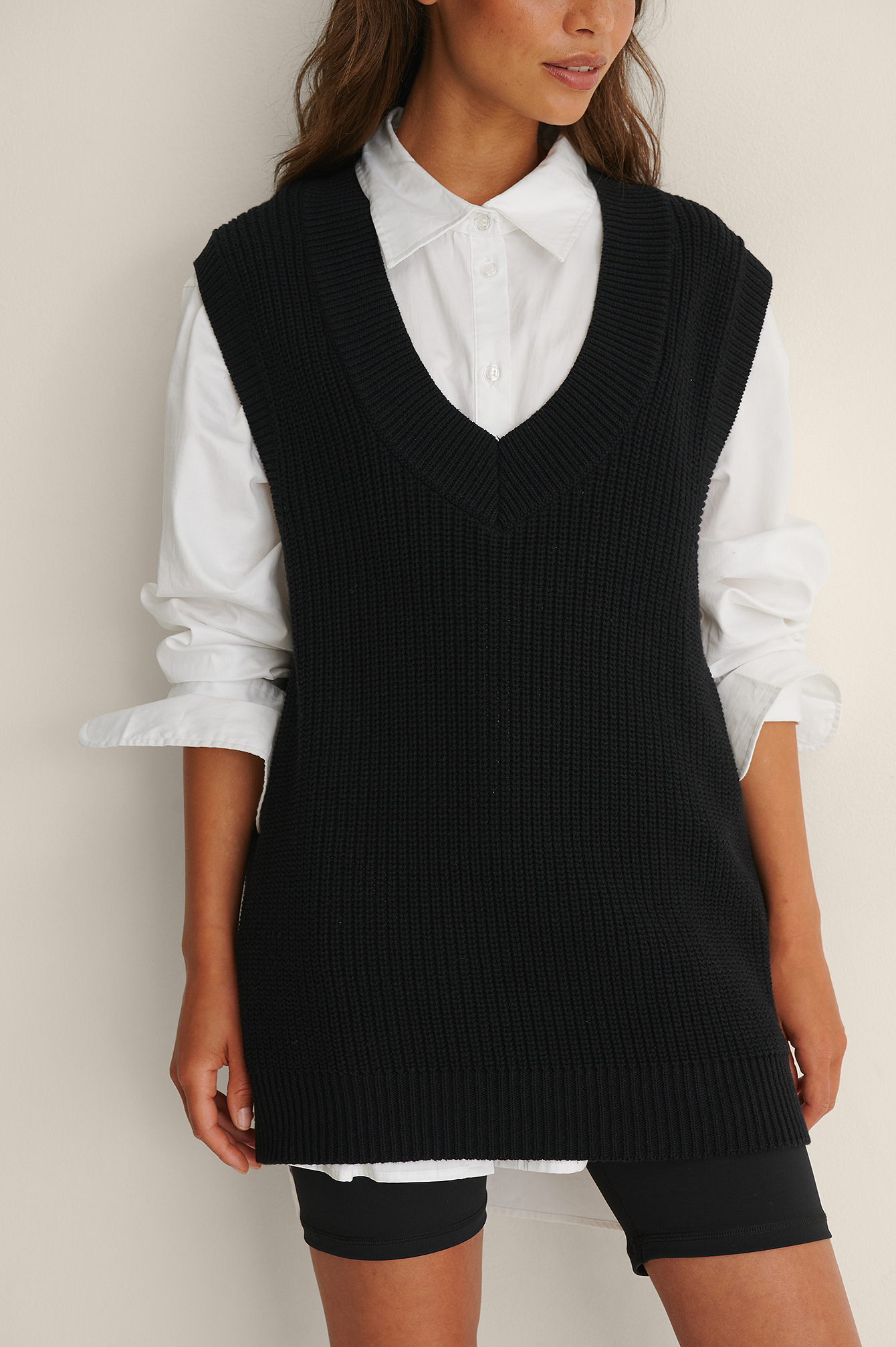 black knitted vest dress