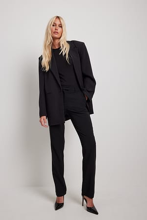 Black Slim Anzughose mit tiefer Taille