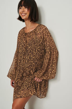 Leopard Print Recyclée robe mini diaphane