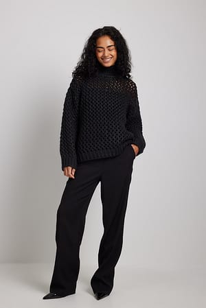 Netting Stitch Sweater Black | NA-KD