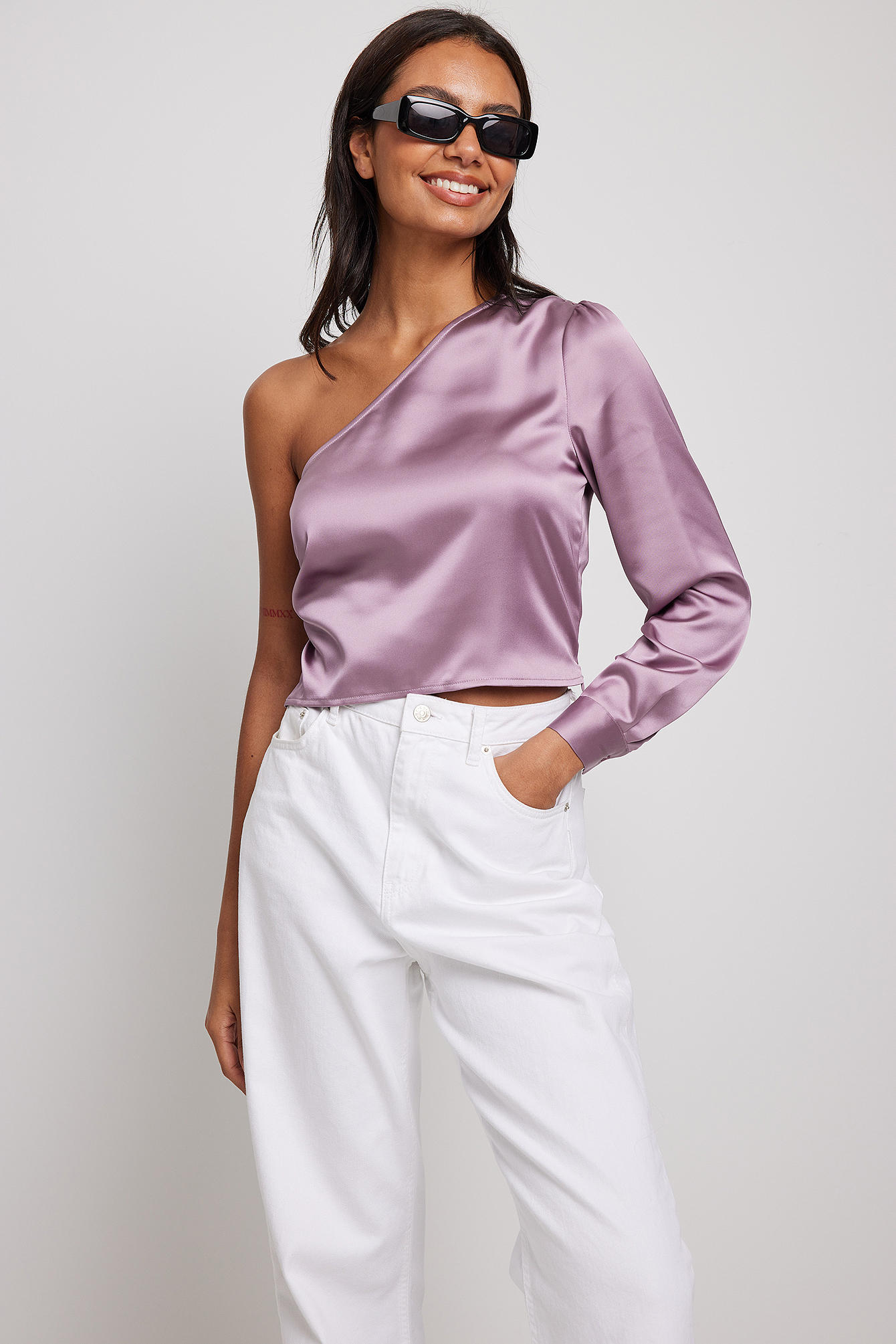 Purple sales satin top