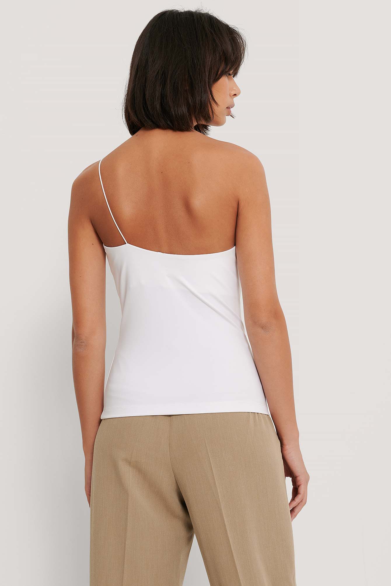 One shoulder spaghetti deals strap top