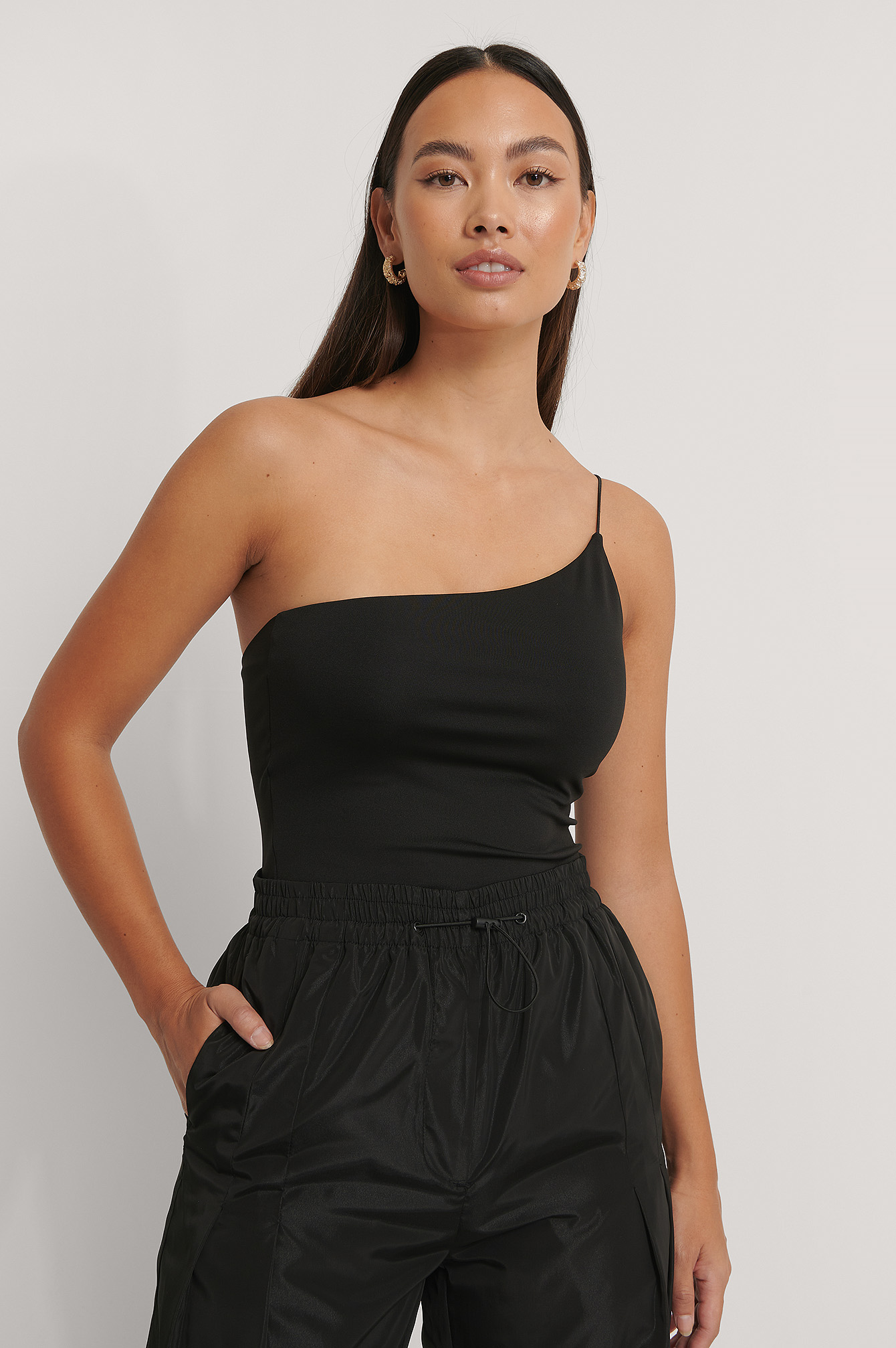 One shoulder spaghetti sales strap top