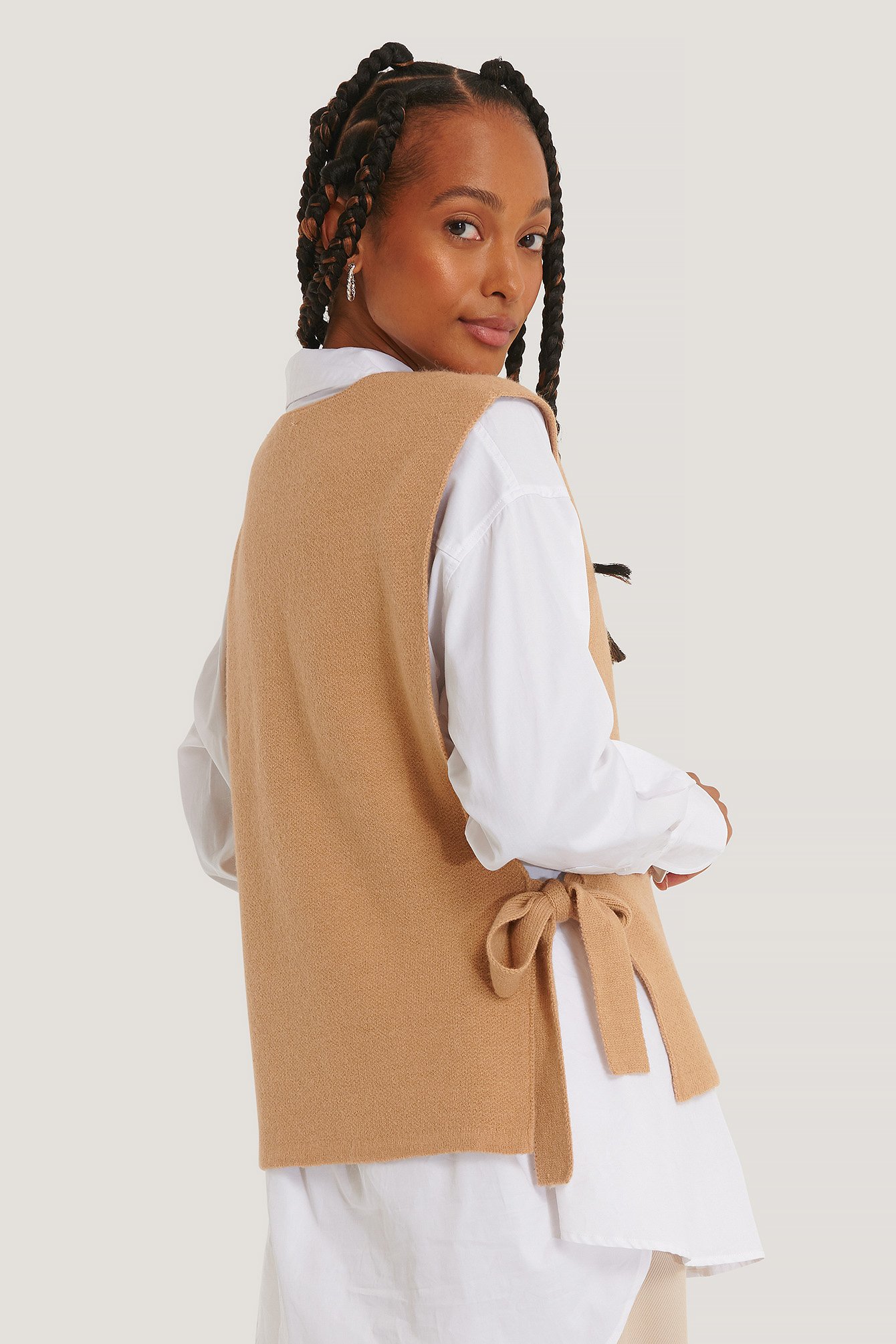 Open Side Knitted Vest Beige | NA-KD