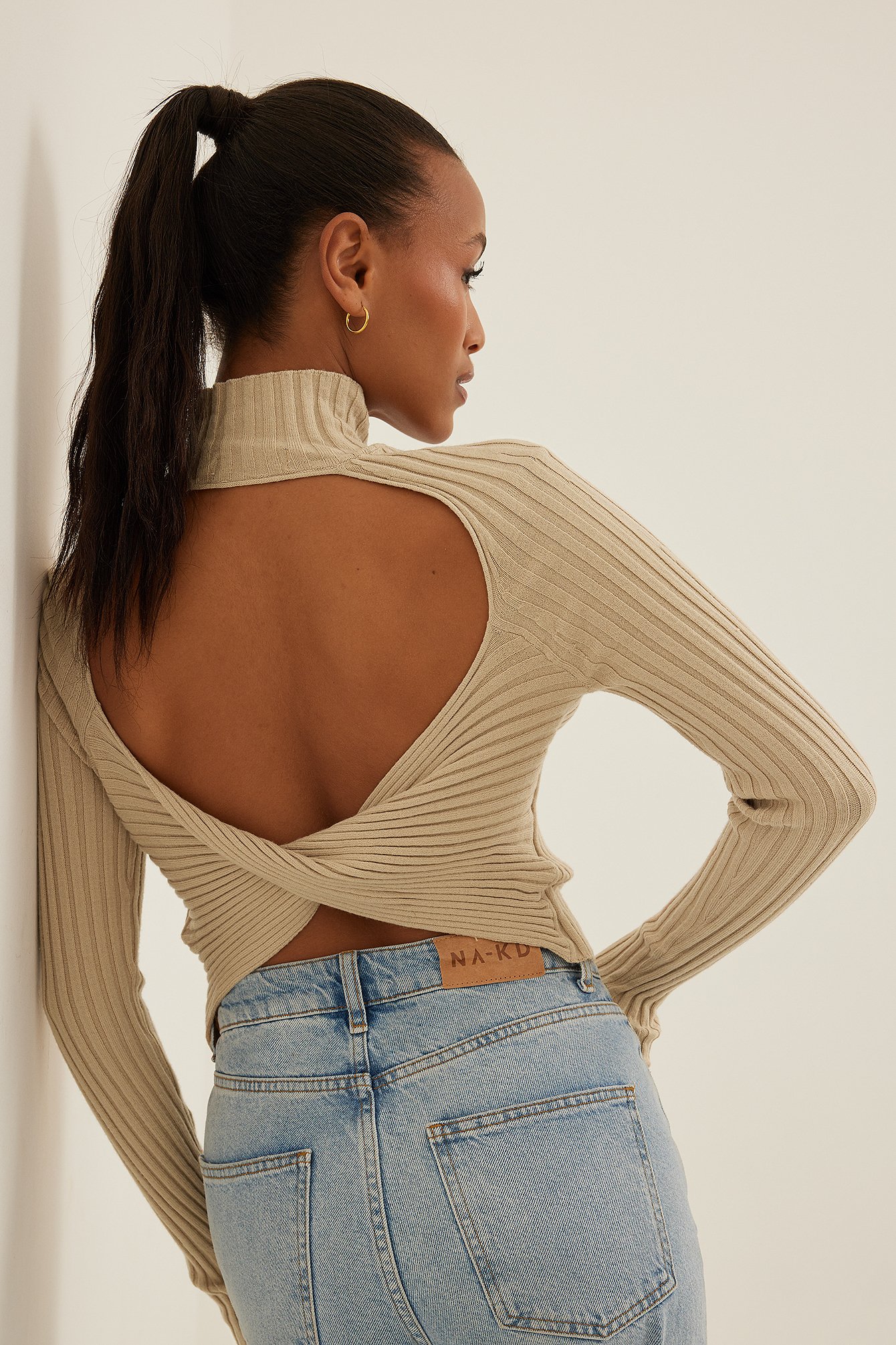 Open twist deals back sweater