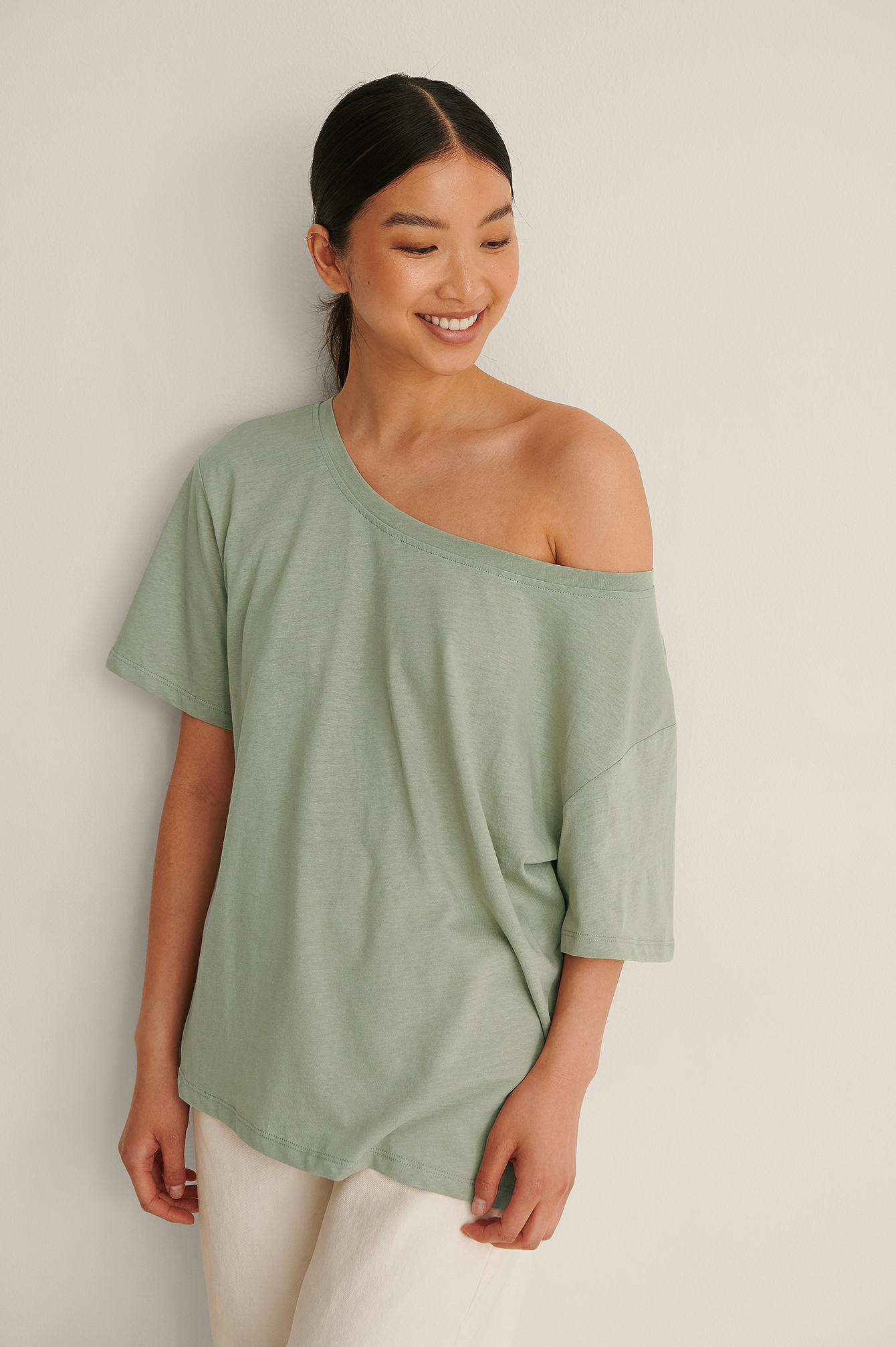 Organic One Shoulder T shirt Green NA KD