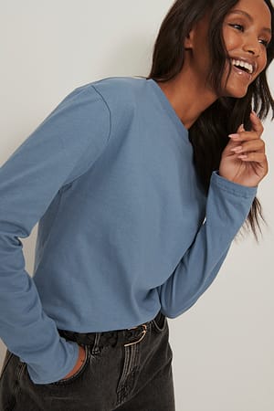 Oversized Long Sleeved Top Blue | NA-KD