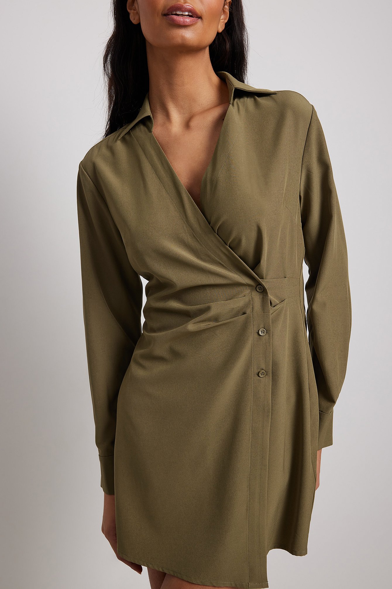 Army green wrap on sale dress