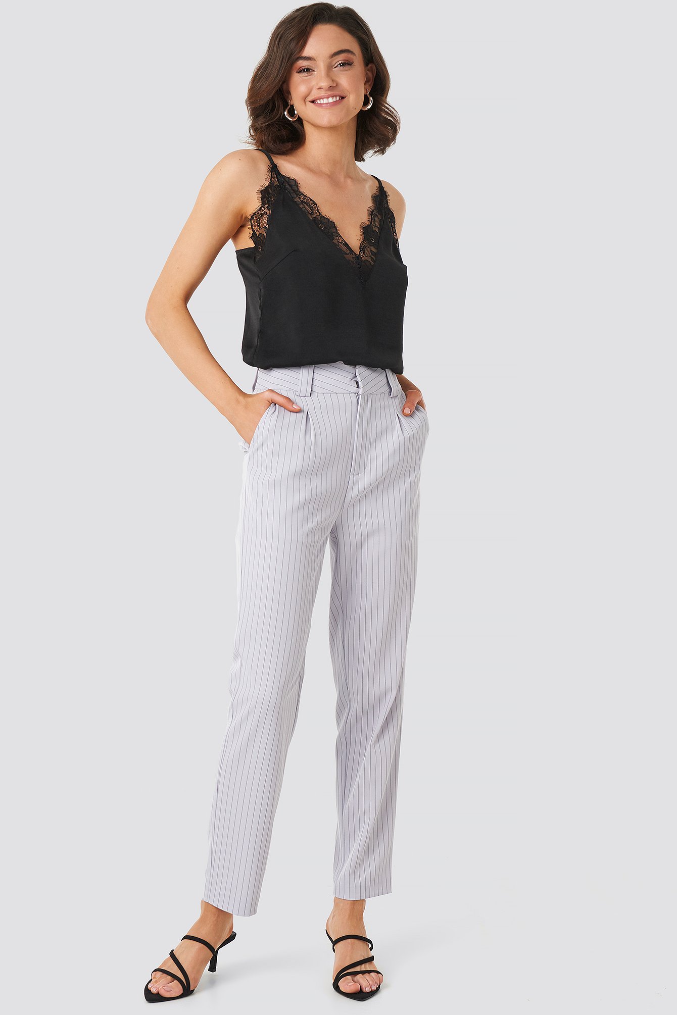 Anika Hot Pink Pinstripe Cigarette Trousers from Missy Empire on 21 Buttons