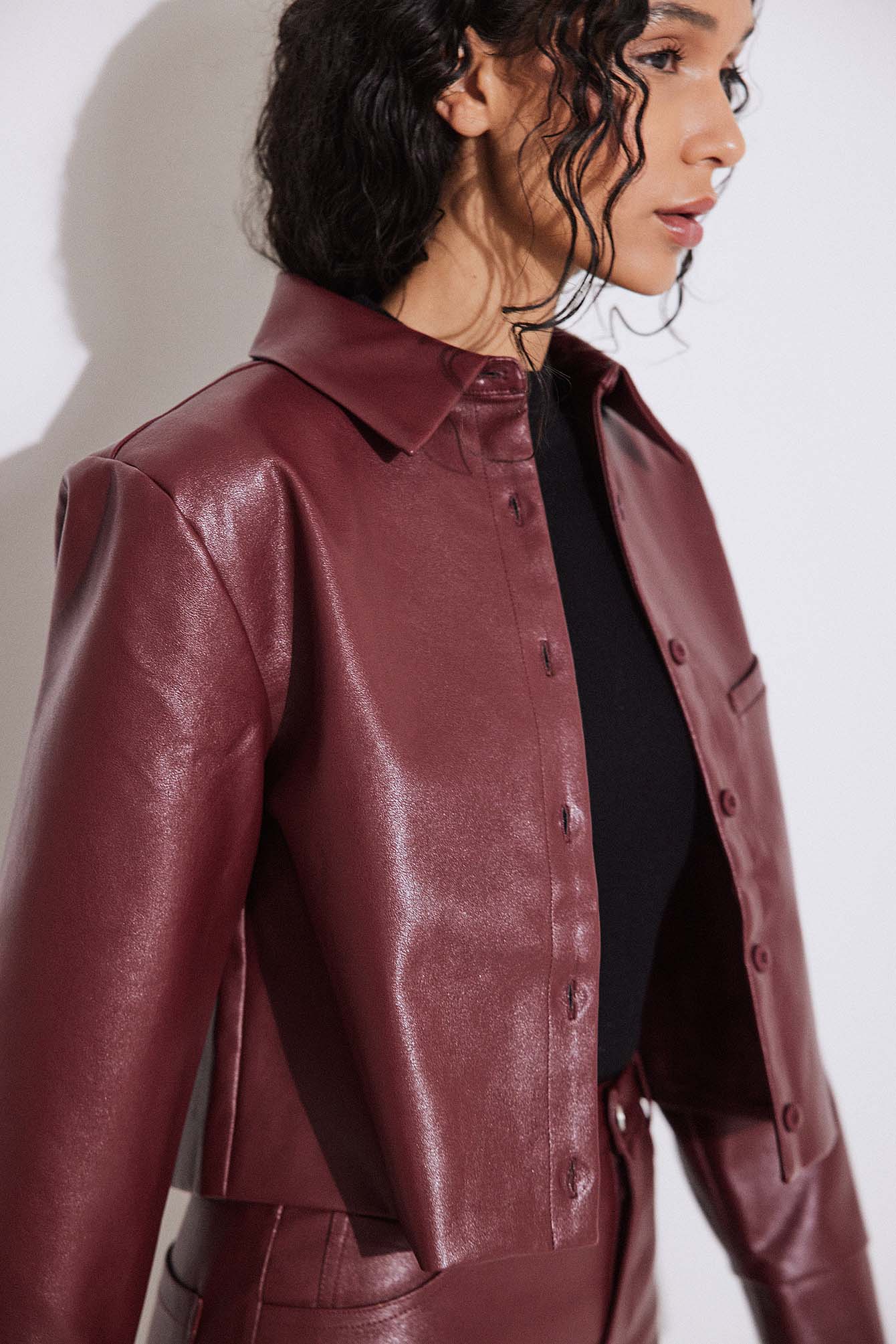 Red pu clearance jacket