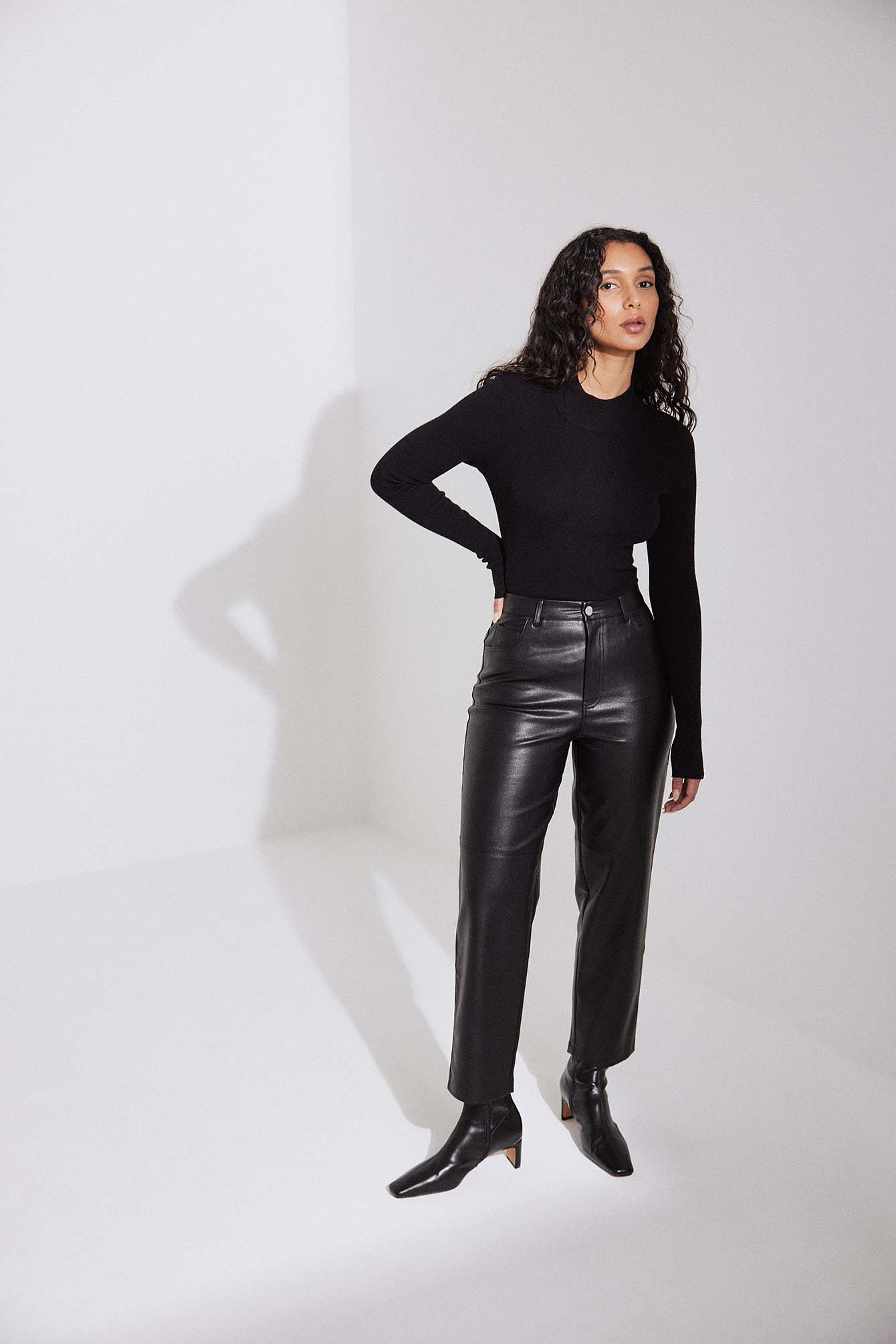Faux leather skinny trousers coated black Only Carmakoma  La Redoute