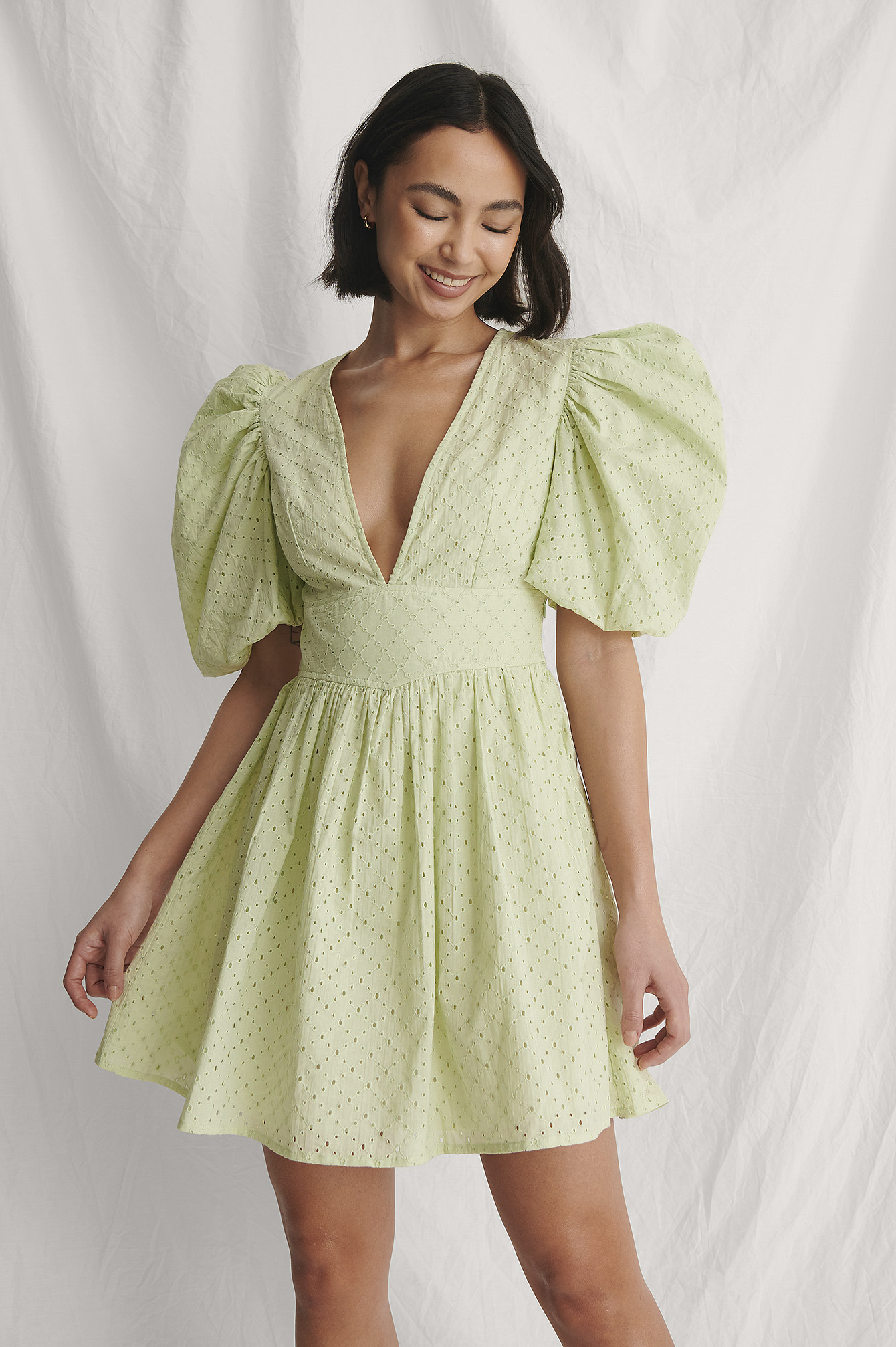 Robe verte manche bouffante new arrivals