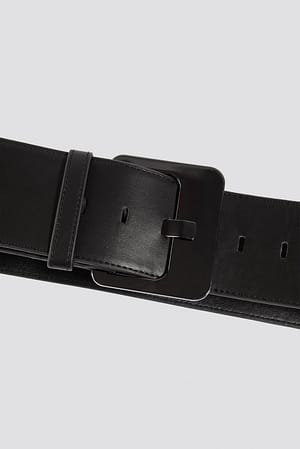 Rectangular Buckle Waist Belt Black | NA-KD