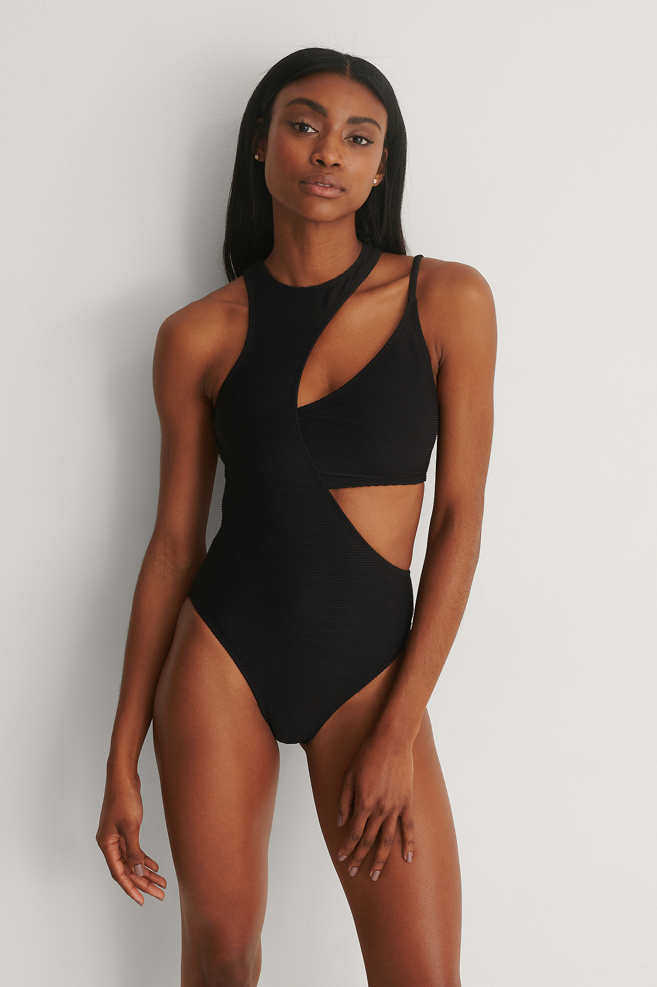 Recycled Crossover Detail Swimsuit Black NA KD