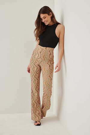 Retro Swirl Recycled Printed V-shaped Suit Pants