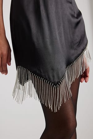 Black Mini-jurk met strass-detail