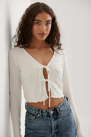 Ribbed Knot Top Offwhite | NA-KD
