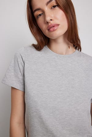 Grey Melange T-shirt di cotone con scollo rotondo