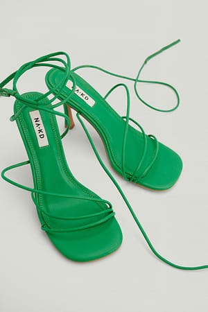 Rounded Toe Strappy Heels Green | NA-KD