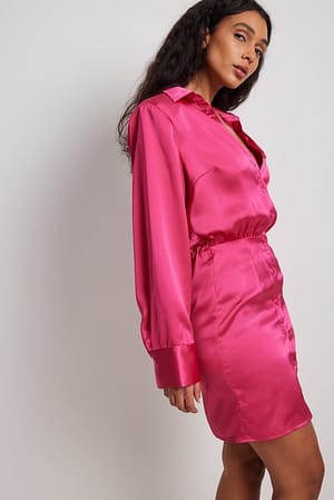 Pink Vestido corto de satén sin mangas