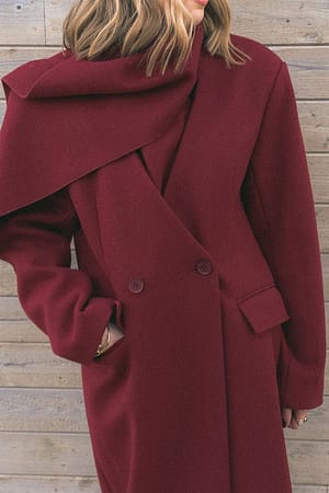 Scarf Detail Coat Red | NA-KD