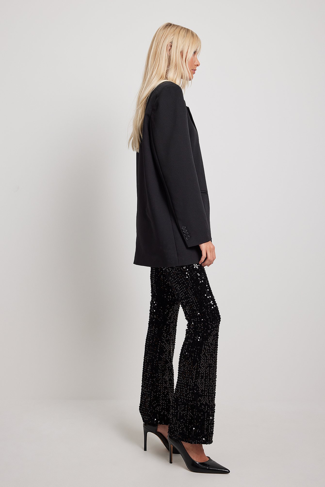 Pantalon fendu sequins Noir NA KD