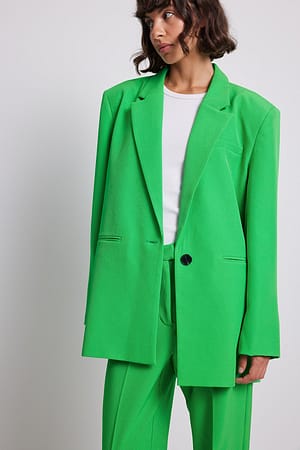 Green Recycled Sharp Oversized Blazer