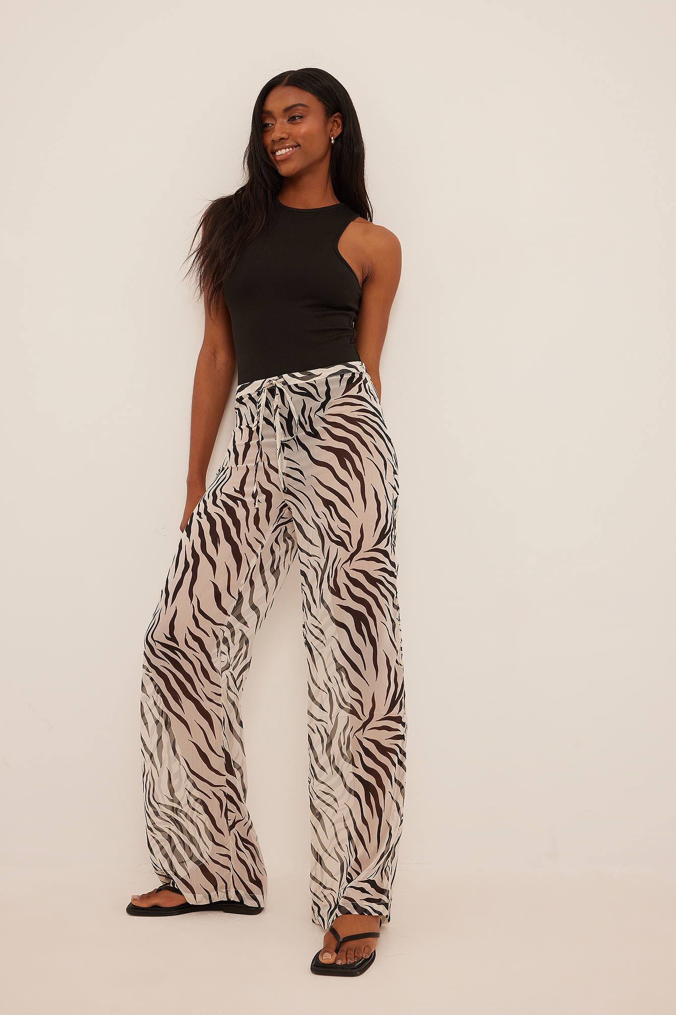 Sheer Printed Pants Multicolor | NA-KD