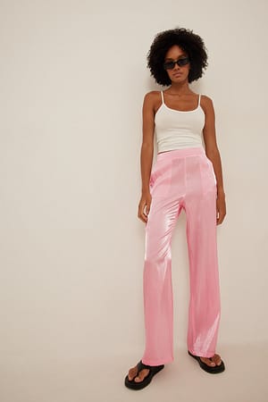 Striped Paper Bag Pants - Doused in Pink
