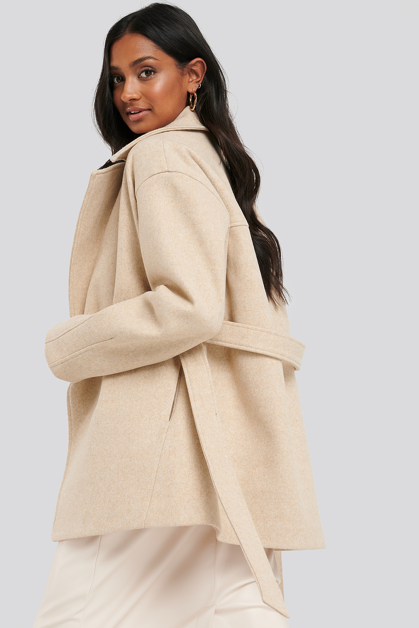 Short Belted Coat Beige | NA-KD