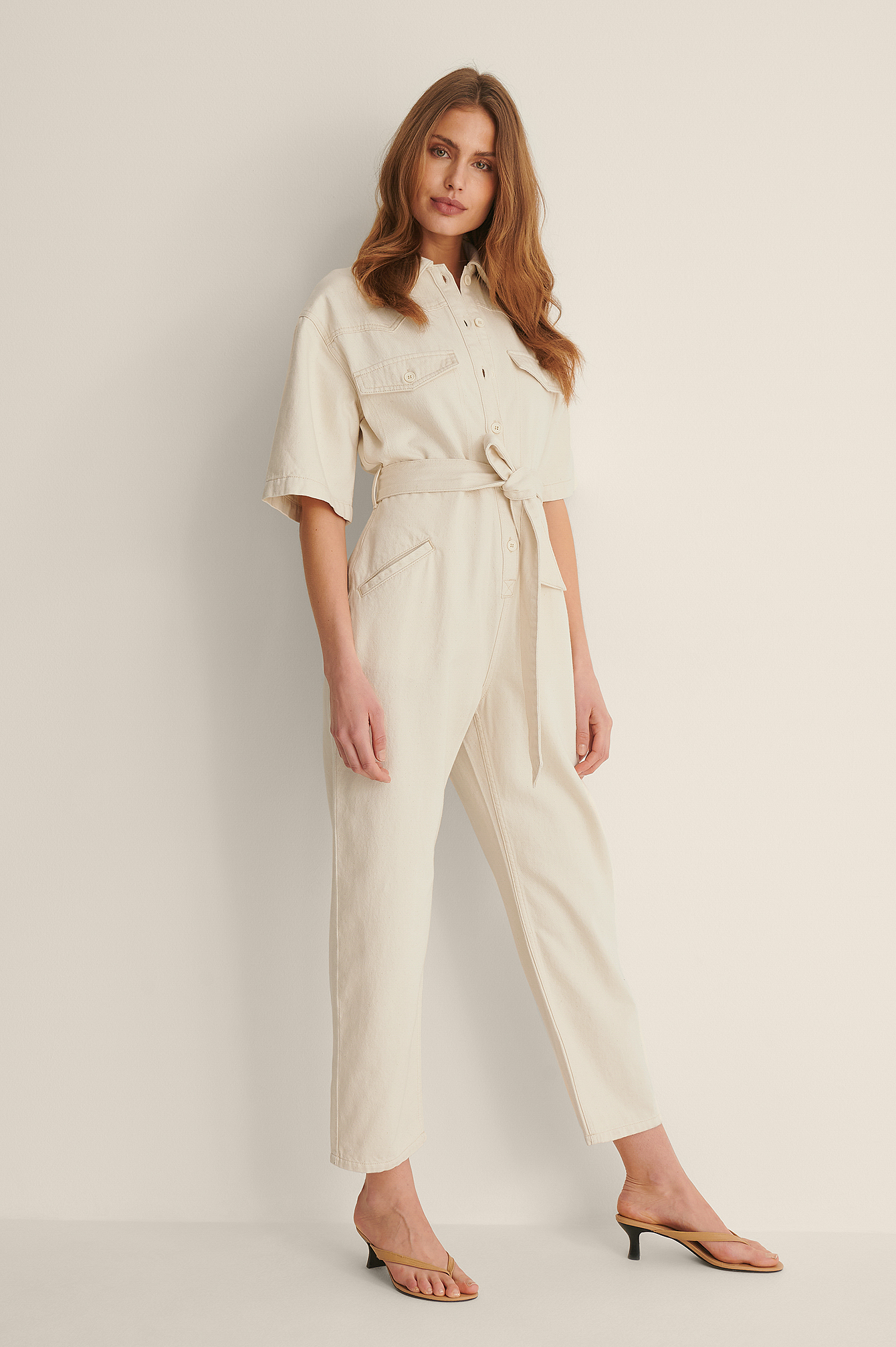 korte denim jumpsuit